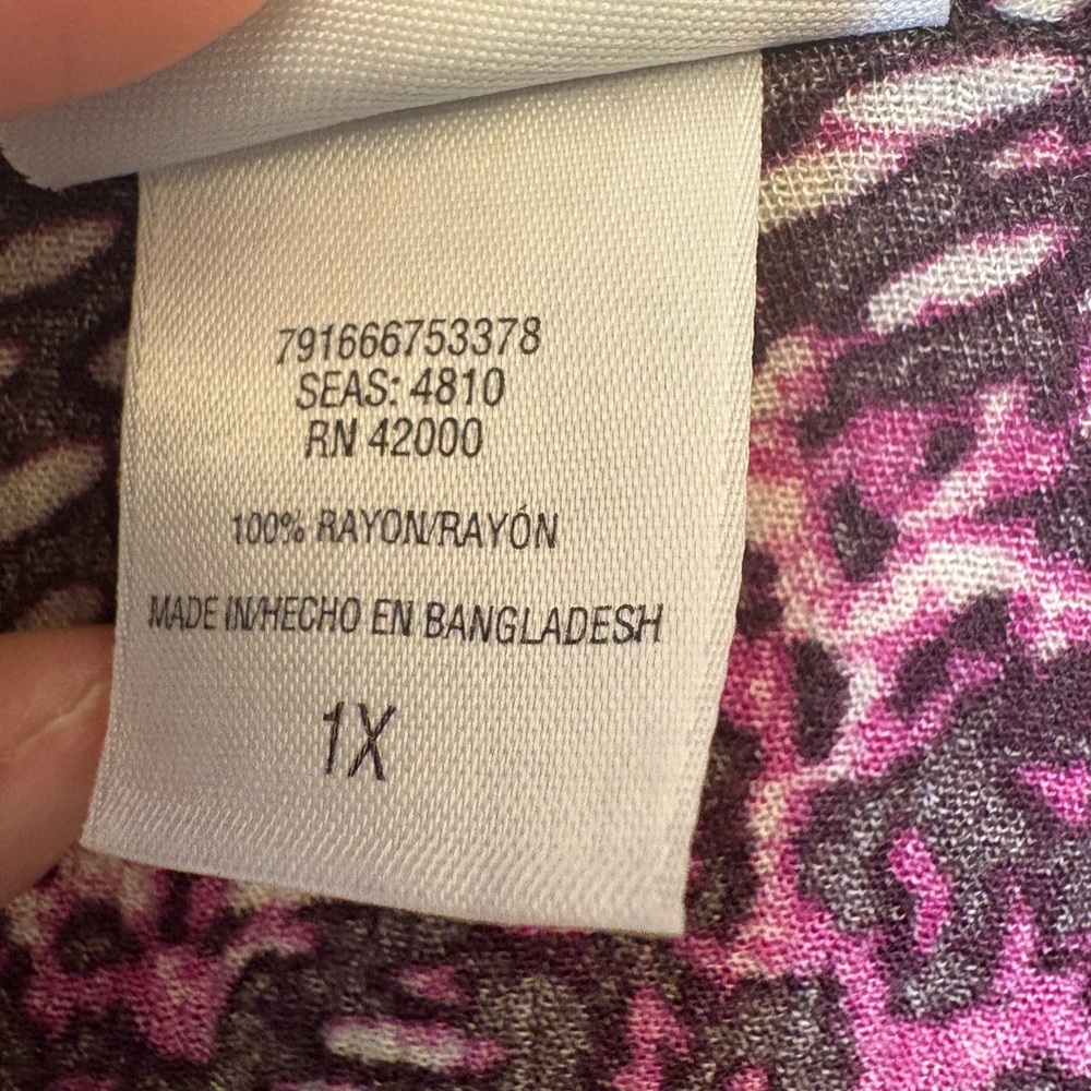 Jaclyn Smith Black & Pink Animal Print Button Front Top 80s Vintage Style 1X - Picture 5 of 5